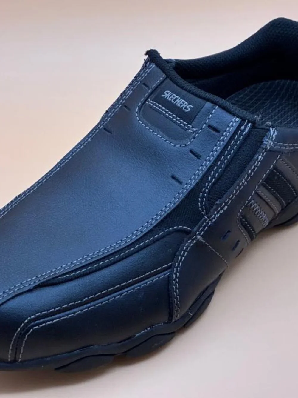 Skechers Diameter-Nerves Slip-on Loafer Driving Shoes Mens sz 6.5 Black Leather